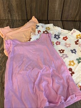 Children's Floral & Solid Tank Top Set - White Floral, Pink, Peach